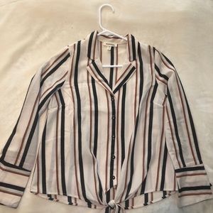 Monteau Striped Tie-front Blouse!